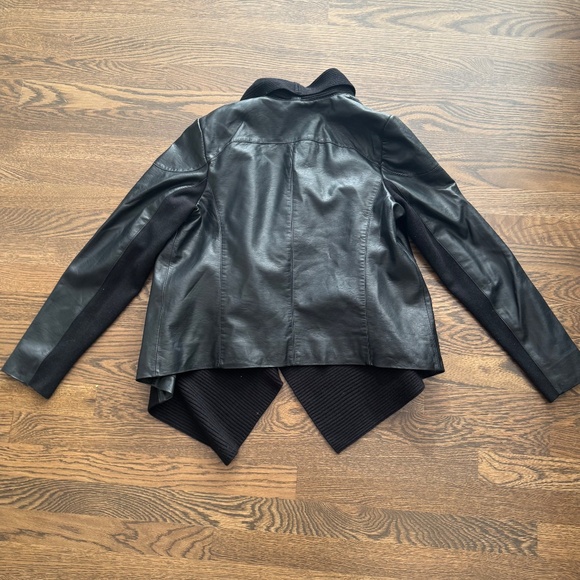 CASLON Faux Leather sweater mixed Jacket coat Women's Nordstrom Size LARGE - Picture 4 of 6